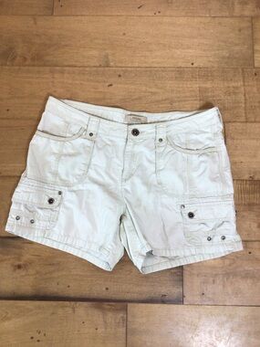 Natural Reflections Cargo Shorts Womens Size 14 Khaki Beige Cotton Utility.